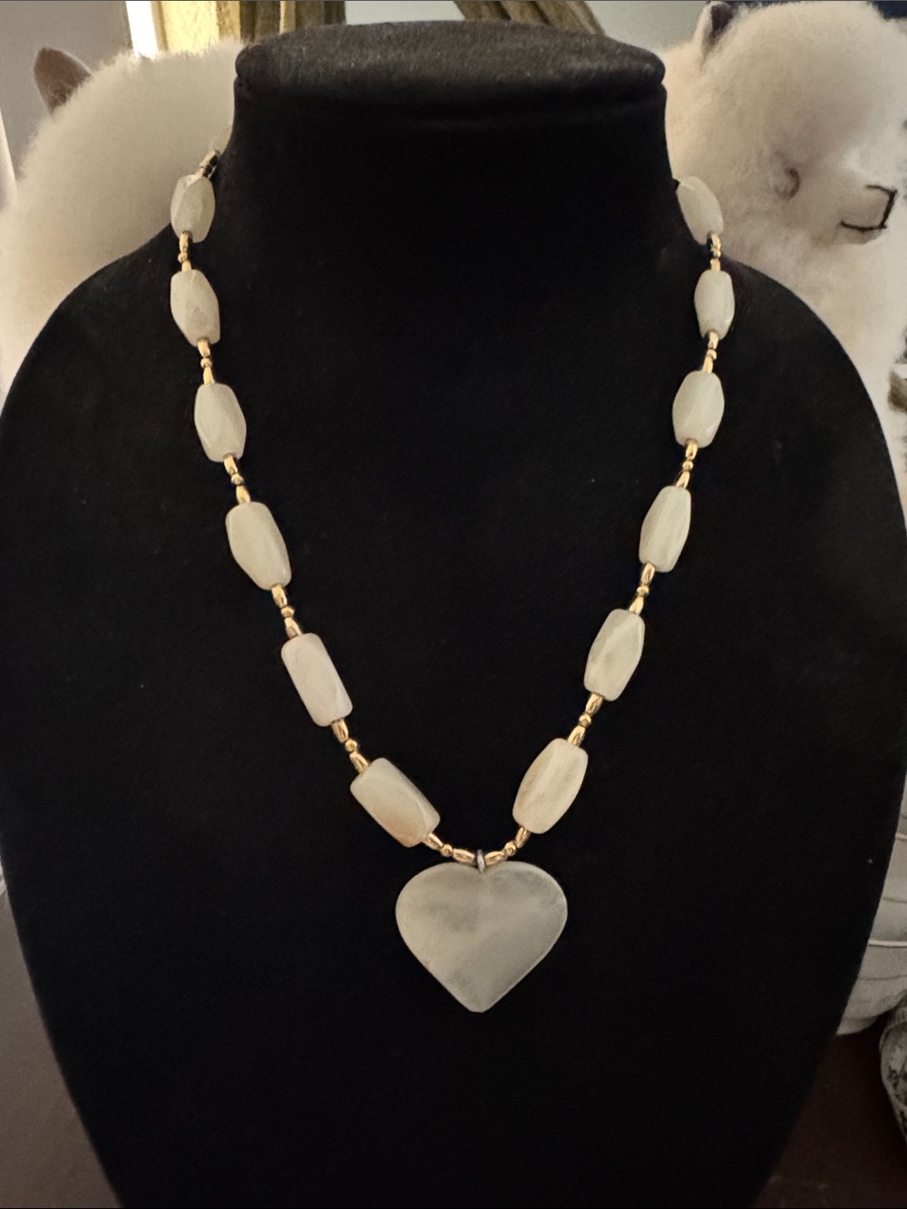 Green Onyx Heart Pendant Beaded Necklace